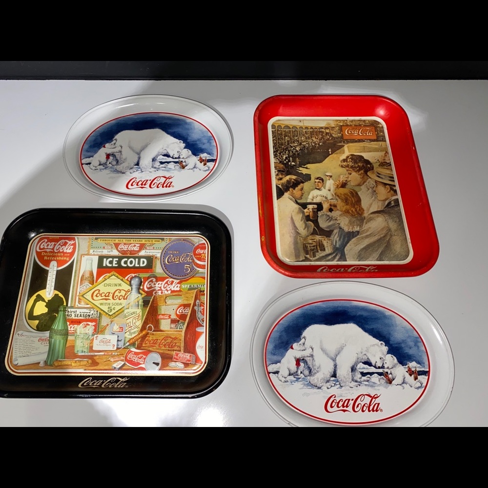 Set of 4 Coca-Cola Trays 1990 & 1996